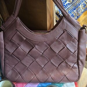 HOBO Woven Leather Shoulder Bag - Brown